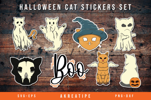 Download Printable Halloween Cat Stickers Bundles - Print Collection