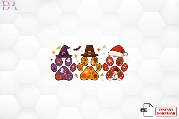 Download Seasonal Paw Prints Halloween Xmas PNG - Print Collection