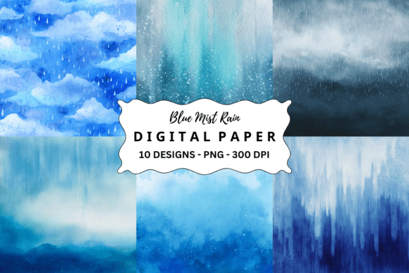 Download Watercolor Blue Mist Rain Background - Rain background Collection