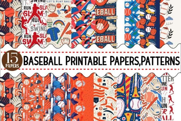Download Baseball Printable Papers,Patterns - Print Collection