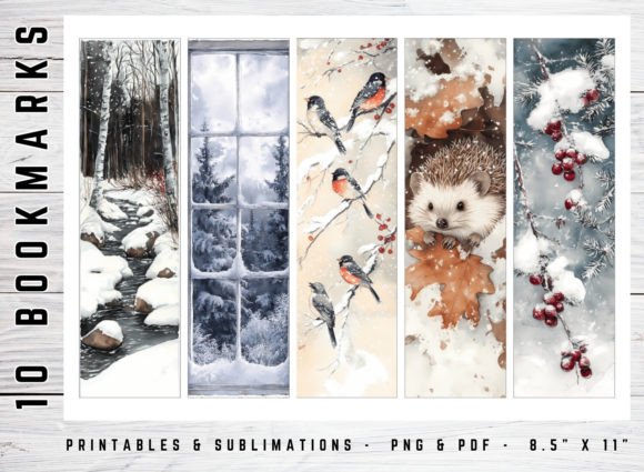 Download 10 Winter Printable Bookmarks - Print Collection