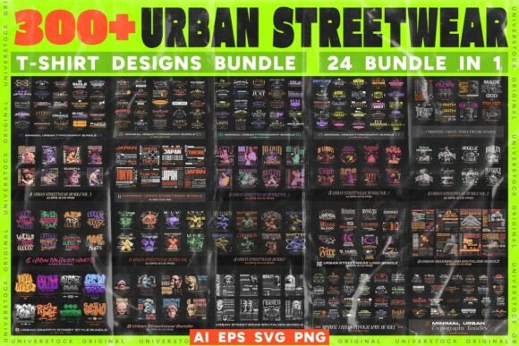 Download Urban Streetwear T-shirt Designs Bundle - Shirt designs Collection