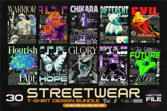 Download Streetwear T-shirt Designs Bundle Vol.5 - Shirt designs Collection